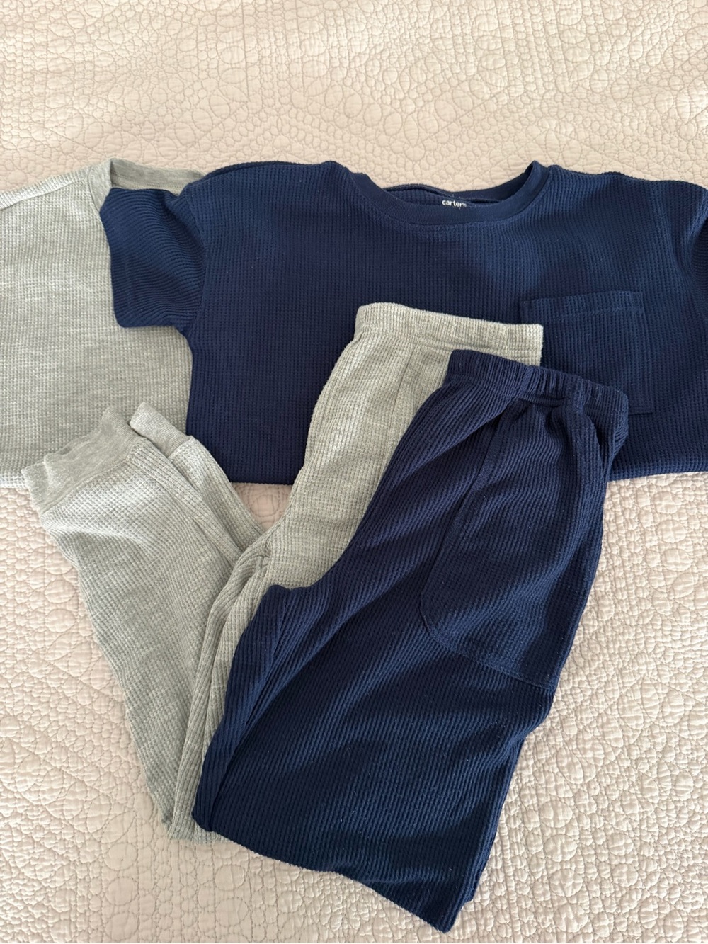 Carter's Navy and Light Gray Ribbed Kids Bottoms Set